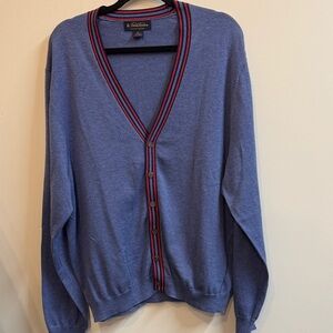 Brooks Brothers Blue Cardigan with Red Trim men’s XL 100 % cotton